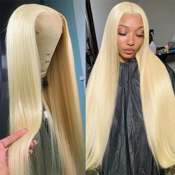 613 Blonde 13×4 HD Lace Front Wig Virgin Straight Human Hair Pre-Plucked