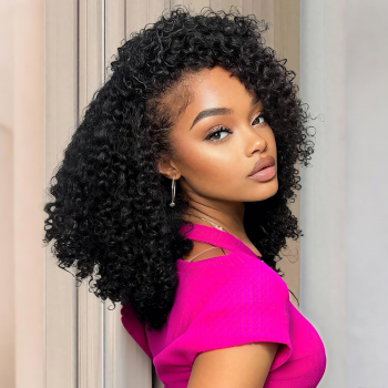 Fysin Coily Curly Glueless 7x5 HD Lace Flip Over Kinky Curly Wig for Beginner Friendly