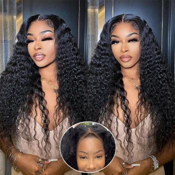 Wear and Go Glueless Wigs Deep Wave Human Hair 4x4 Closure Wigs