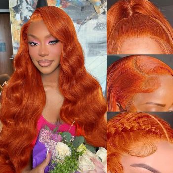 Ginger Orange Body Wave 13x6 HD Lace Front Wig Pre-Plucked Hairline & Glueless Design