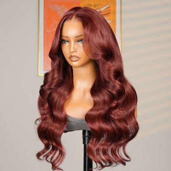 Reddish Brown Body Wave Lace Frontal Wig Human Hair Wigs 13x4 HD Transparent Lace Wig Pre Plucked with Baby Hair