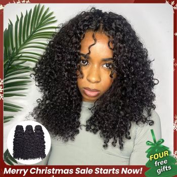 Burmese Curly Bundles Human Hair 100% Raw Unprocessed Virgin Curly Hair 1/3/4 Bundles Weaving Natural Human Hair Extensions