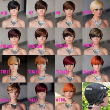 Pixie Cut Human Hair Straight Wig Machine Made Wig Affordable Natural Hair Wigs
