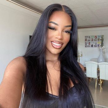 7x5 HD Lace Glueless Wig Straight Hair with Pre-Cut Lace and Bleached Invisible Knots Ready to Wear